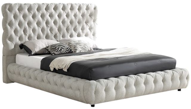 Crown Mark Flory Dove Queen Upholstered Platform Bed-0