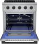 Hauslane HausPro 30" Stainless Steel Pro-Style Dual Fuel Range with Matte Black Knobs-2