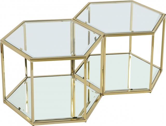 Meridian Furniture Sei 2-Piece  Gold Glass Top Coffee Table Set-0