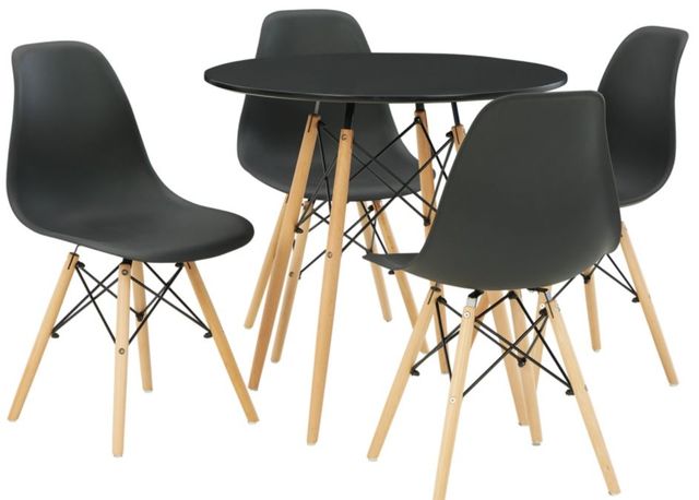 Signature Design by Ashley® Jaspeni 5 Piece Black/Natural Dining Set-0