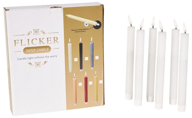 Deco Marche 6-Piece White 10" Wax Flameless Candle with Remote Control Set-2