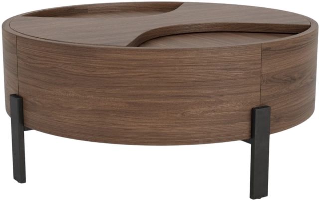 Riverside Furniture Nova Asbury Walnut Cocktail Table with Dark Bronze Base-2
