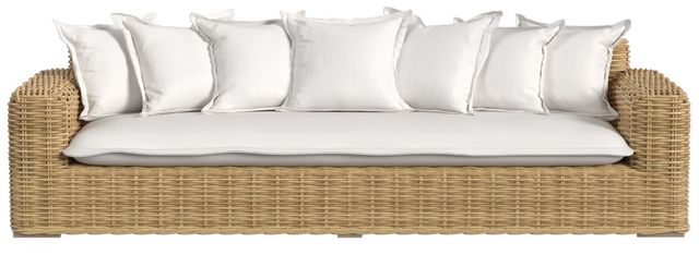 Sunset West Playa Natural Resin Wicker Outdoor Sofa with Soothe Pearl Cushion-1