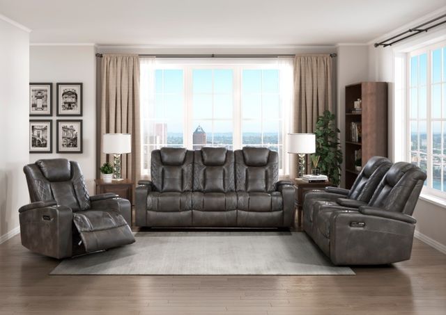 Homelegance® Tabor Brownish Gray Power Reclining Loveseat-1