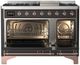 Ilve® Majestic III 48" Graphite Matte Pro Style Dual Fuel Liquid Propane Range with Triple Glass Door and Copper Trim-1