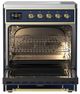 Ilve® Majestic III 30" Midnight Blue Pro Style Induction Range with Solid Door and Brass Trim-1
