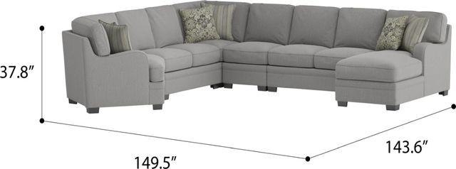 Emerald Home Analiese 6-Piece Light Gray Right-Arm Facing Sectional and Chaise-2