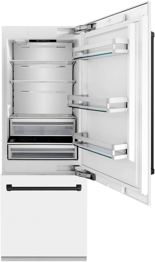 ZLINE Autograph Edition 30" 16.1 Cu. Ft. White Matte Built-In Bottom Freezer Refrigerator-2