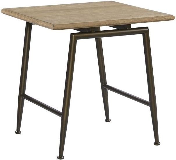 Bernards Linné Wheat End Table with Metal Base-0