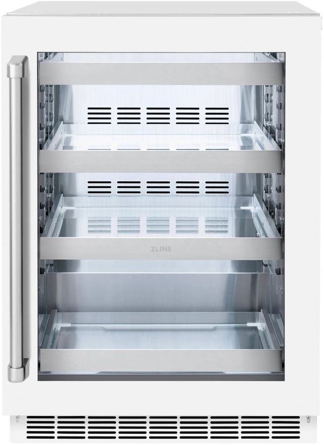 ZLINE Touchstone 24" 5.2 Cu. Ft. Stainless Steel Beverage Center with White Matte Glass Door-0