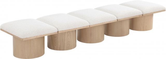 Meridian Furniture Pavilion 5-Piece Cream/Natural 90" Modular Bench Set-2