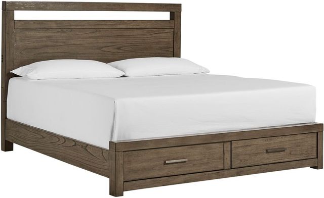 aspenhome® Modern Loft Greystone King Low Profile Panel Storage Bed-0