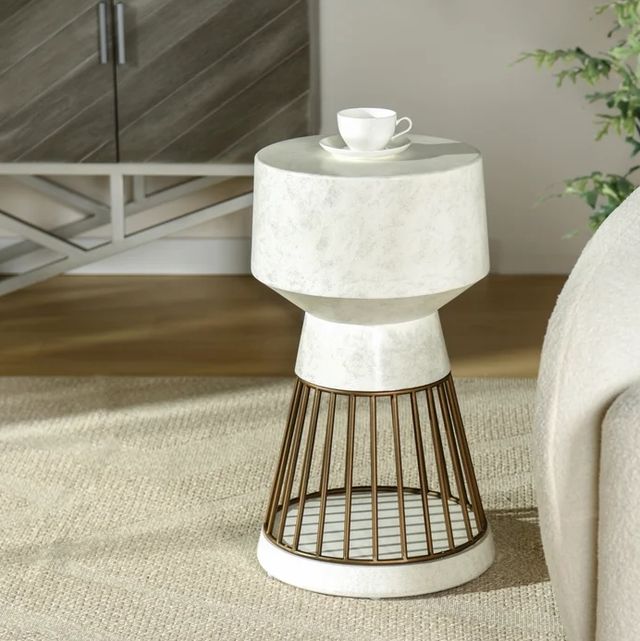 Stylecraft Norman Wyatt Home Cement White Pedestal Table -1
