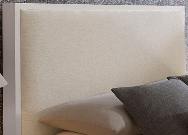 Vaughan-Bassett Lodge & Loft Ivory Cream/Soft White Upholstered King Panel Bed-2