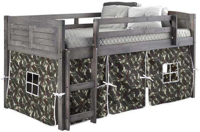 Donco Kids Louver Green Camo/Antique Gray Youth Twin Loft Bed with Tent Kit-0
