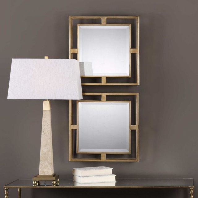 Uttermost® Allick 2-Piece Antiqued Gold Accent Mirror Set-1