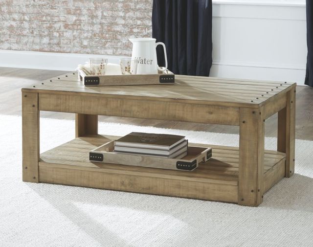 Signature Design by Ashley® Lindalon Light Brown Coffee Table-4