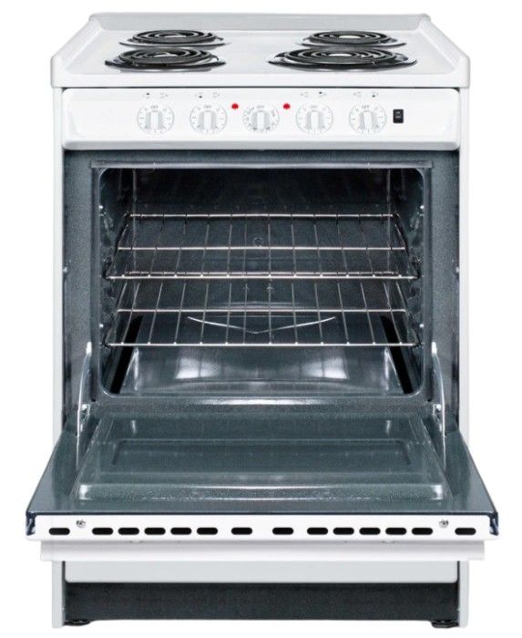Summit® 24" White Slide-In Electric Range-1