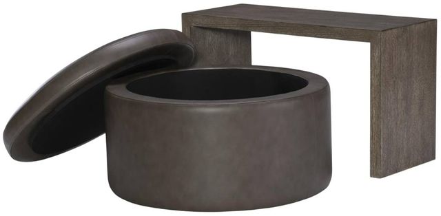 Legacy Classic Luna Miramar Mink/Ravello Earth Swivel Storage Ottoman with Wood Top Overlay-4
