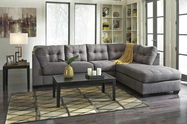 Benchcraft® Maier 2-Piece Charcoal Right-Arm Facing Sofa Sectional and Chaise-2