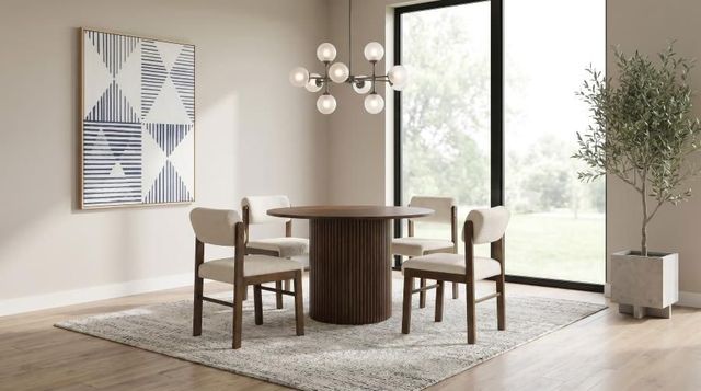 Coaster® Hamlyn 5-Piece Cream/Walnut Dining Table Set-1