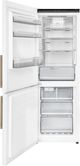 Forno Custodia 24” 10.3 Cu. Ft. White Counter Depth Bottom Freezer Refrigerator with Ice Maker and Antique Brass Handle-1
