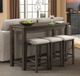 Elements International Stone 4-Piece Smokey Dark Ash Occasional Bar Table Set-5