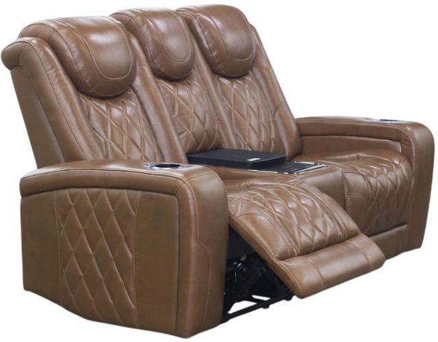 New Classic® Home Furnishings Dorian Brown Leather Power Reclining Loveseat-0