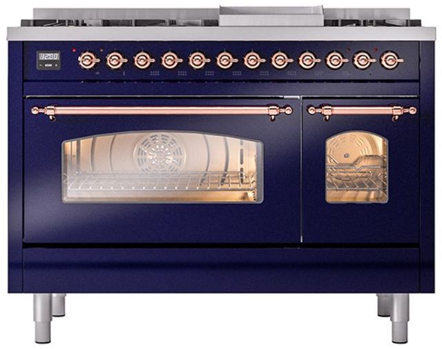 Ilve® Nostalgie II Series 48" Midnight Blue Pro Style Dual Fuel Range-1