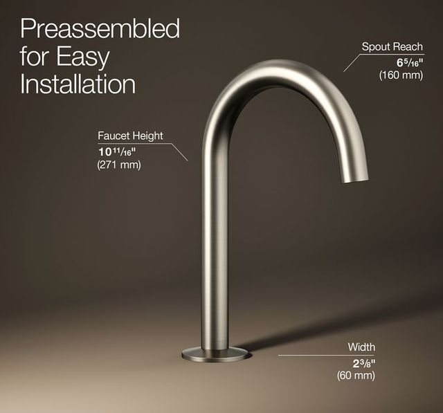 KOHLER® Components® Vibrant Brushed Nickel 1.2 GPM Bathroom Sink Faucet Spout with Tube Design-2