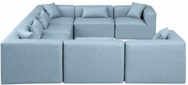 Meridian Furniture Cube 8-Piece Light Blue Vegan Leather Sectional-2
