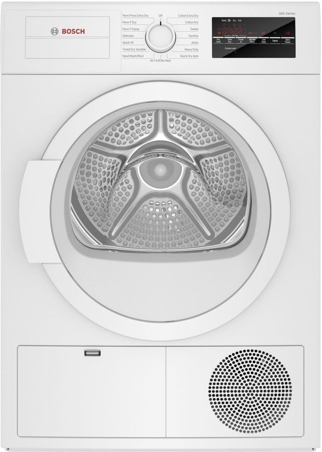 Bosch® 300 Series 4.0 Cu. Ft. White Front Load Ventless Electric Dryer ...