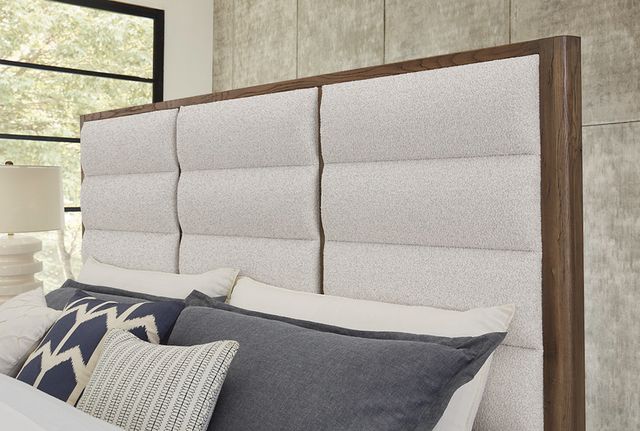 LM Co Home By Vaughan-Bassett Crafted Oak by Ben & Erin Napier Aged Gray/Oatmeal King Upholstered Panel Bed-2