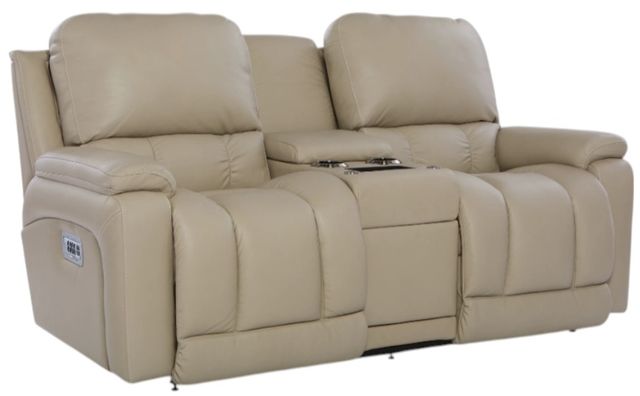 La-Z-Boy® Greyson Ice Leather Power Reclining Loveseat with Console, Headrest and Lumbar-0