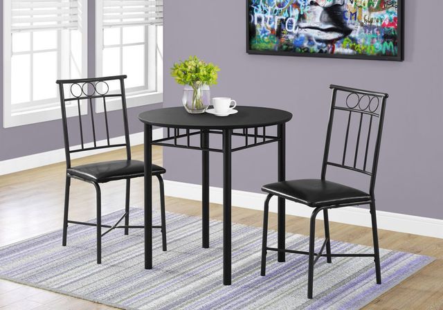 Monarch Specialties Inc. 3 Piece Black Dining Room Set-3