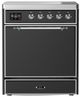 Ilve® Majestic III 30" Graphite Matte Pro Style Induction Range with Solid Door and Chrome Trim-0