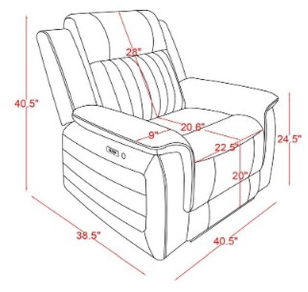 Global Furniture USA U8879 Blanched Silver Power Recliner with LED-2