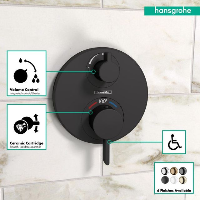 Hansgrohe Ecostat S Matte Black Thermostatic Trim with Volume Control-2