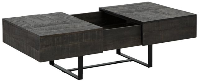 Signature Design by Ashley® Kevmart Grayish Brown Coffee Table with Black Metal Base-1