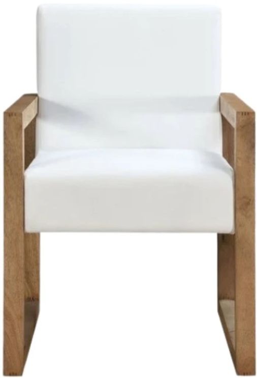 Modus Furniture One Bisque/White Pearl Upholstered Dining Arm Chair-2
