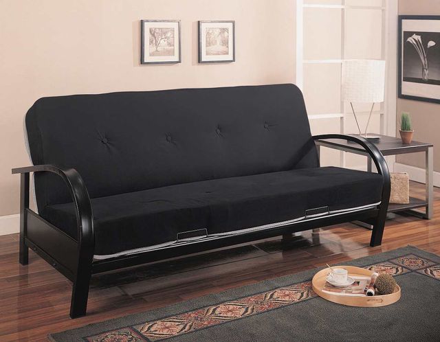 Coaster® Glossy Black Metal Futon Frame-1