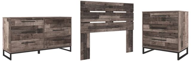 Signature Design by Ashley® Neilsville 3-Piece Multi Gray Full Panel Headboard Set-0