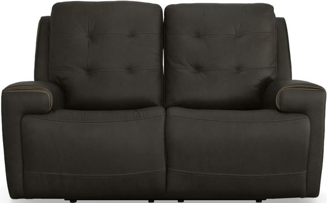 Flexsteel® Iris Charcoal Power Reclining Loveseat with Power Headrests-1