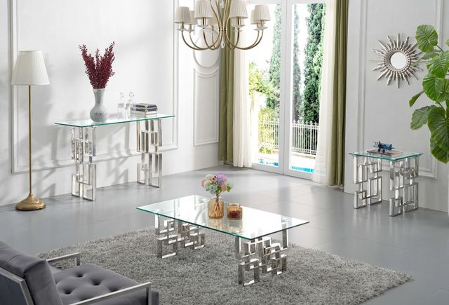 Meridian Furniture Alexis Glass Top End Table with Chrome Base-1