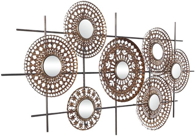 Deco Marche Brown Round Mirrored Wall Decor-1