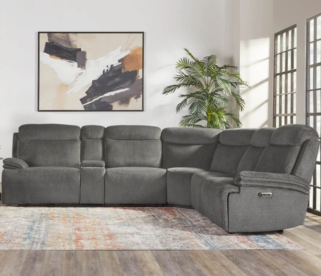 Parker House® Alpine 6-Piece Airy Midnight Power Reclining Curved Sectional-2