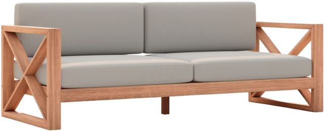 Meridian Furniture Anguill Gray Fabric Fabric/Teak Outdoor Sofa-0
