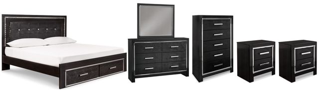 Signature Design by Ashley® Kaydell 6-Piece Black King Storage Panel Bed Set-0