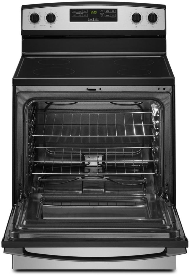 Amana® 30" Stainless Steel Freestanding Glass-Top Electric Range with Extra-Large Oven Window-1