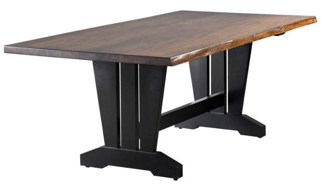 Country View Woodworking Customizable Glenwood 66" Live Edge Wormy Maple Top Dining Table with Brown Maple Base-0